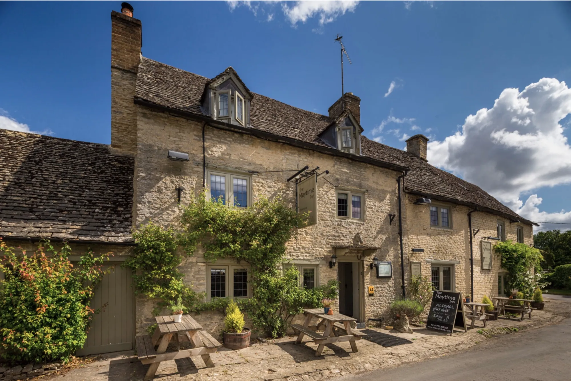 The Maytime Inn, a Cotswold stone pub near Asthall