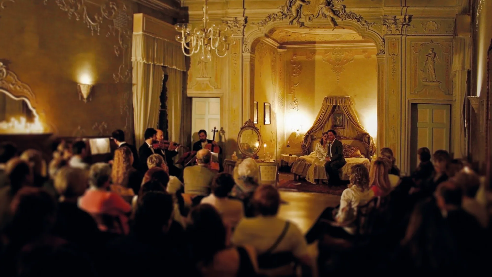 A candlelit chamber concert in a Venetian palazzo